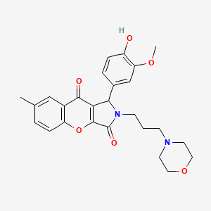 molecular formula C26H28N2O6 B11569741 1-(4-Hydroxy-3-methoxyphenyl)-7-methyl-2-[3-(morpholin-4-yl)propyl]-1,2-dihydrochromeno[2,3-c]pyrrole-3,9-dione 