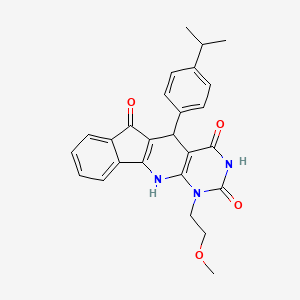 molecular formula C26H25N3O4 B11569760 7-(2-methoxyethyl)-2-(4-propan-2-ylphenyl)-5,7,9-triazatetracyclo[8.7.0.03,8.011,16]heptadeca-1(10),3(8),11,13,15-pentaene-4,6,17-trione 