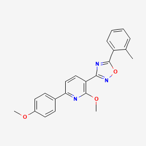 molecular formula C22H19N3O3 B11569774 2-Methoxy-6-(4-methoxyphenyl)-3-[5-(2-methylphenyl)-1,2,4-oxadiazol-3-yl]pyridine 