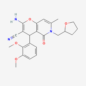 molecular formula C23H25N3O5 B11569777 2-amino-4-(2,3-dimethoxyphenyl)-7-methyl-5-oxo-6-(tetrahydrofuran-2-ylmethyl)-5,6-dihydro-4H-pyrano[3,2-c]pyridine-3-carbonitrile 