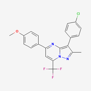 molecular formula C21H15ClF3N3O B11569780 3-(4-Chlorophenyl)-5-(4-methoxyphenyl)-2-methyl-7-(trifluoromethyl)pyrazolo[1,5-a]pyrimidine 