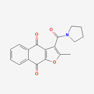 molecular formula C18H15NO4 B11569787 2-Methyl-3-(pyrrolidin-1-ylcarbonyl)naphtho[2,3-b]furan-4,9-dione 