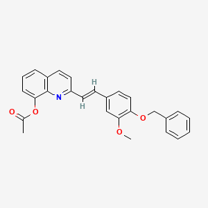 molecular formula C27H23NO4 B11569788 2-{(E)-2-[4-(benzyloxy)-3-methoxyphenyl]ethenyl}quinolin-8-yl acetate 