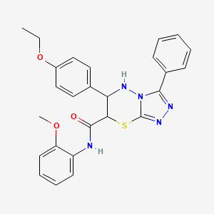 molecular formula C26H25N5O3S B11569804 6-(4-ethoxyphenyl)-N-(2-methoxyphenyl)-3-phenyl-6,7-dihydro-5H-[1,2,4]triazolo[3,4-b][1,3,4]thiadiazine-7-carboxamide 