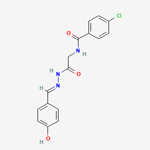 molecular formula C16H14ClN3O3 B11569806 4-Chloro-N-(2-(2-(4-hydroxybenzylidene)hydrazino)-2-oxoethyl)benzamide 