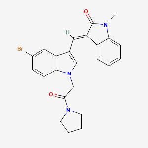 (3E)-3-({5-bromo-1-[2-oxo-2-(pyrrolidin-1-yl)ethyl]-1H-indol-3-yl}methylidene)-1-methyl-1,3-dihydro-2H-indol-2-one