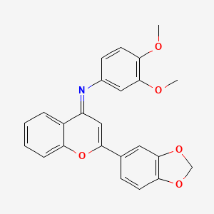 molecular formula C24H19NO5 B11569831 N-[(4E)-2-(1,3-benzodioxol-5-yl)-4H-chromen-4-ylidene]-3,4-dimethoxyaniline 