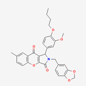 2-(1,3-Benzodioxol-5-ylmethyl)-1-(4-butoxy-3-methoxyphenyl)-7-methyl-1,2-dihydrochromeno[2,3-c]pyrrole-3,9-dione