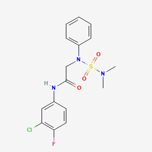 molecular formula C16H17ClFN3O3S B11569892 N-(3-Chloro-4-fluorophenyl)-2-[(dimethylsulfamoyl)(phenyl)amino]acetamide 