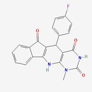 molecular formula C21H14FN3O3 B11569944 2-(4-fluorophenyl)-7-methyl-5,7,9-triazatetracyclo[8.7.0.03,8.011,16]heptadeca-1(10),3(8),11,13,15-pentaene-4,6,17-trione 