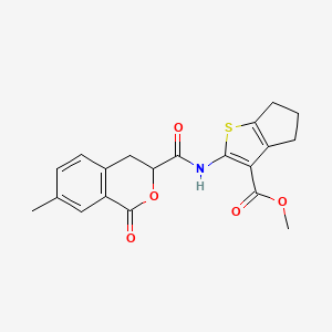 molecular formula C20H19NO5S B11569954 methyl 2-{[(7-methyl-1-oxo-3,4-dihydro-1H-isochromen-3-yl)carbonyl]amino}-5,6-dihydro-4H-cyclopenta[b]thiophene-3-carboxylate 