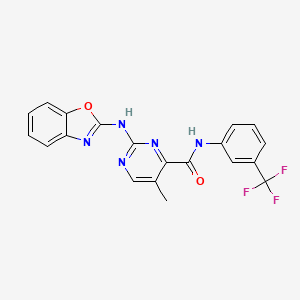 molecular formula C20H14F3N5O2 B11569998 2-(1,3-benzoxazol-2-ylamino)-5-methyl-N-[3-(trifluoromethyl)phenyl]pyrimidine-4-carboxamide 