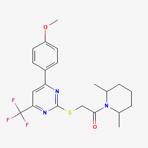 1-(2,6-Dimethylpiperidin-1-yl)-2-{[4-(4-methoxyphenyl)-6-(trifluoromethyl)pyrimidin-2-yl]sulfanyl}ethanone