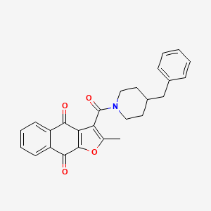 molecular formula C26H23NO4 B11570018 3-[(4-Benzylpiperidin-1-yl)carbonyl]-2-methylnaphtho[2,3-b]furan-4,9-dione 