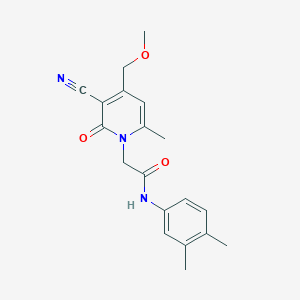 molecular formula C19H21N3O3 B11570064 2-[3-cyano-4-(methoxymethyl)-6-methyl-2-oxopyridin-1-yl]-N-(3,4-dimethylphenyl)acetamide 