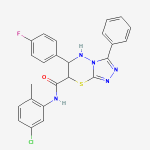 molecular formula C24H19ClFN5OS B11570105 N-(5-chloro-2-methylphenyl)-6-(4-fluorophenyl)-3-phenyl-6,7-dihydro-5H-[1,2,4]triazolo[3,4-b][1,3,4]thiadiazine-7-carboxamide 