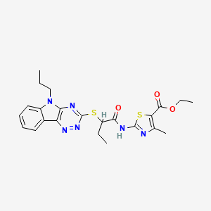 ethyl 4-methyl-2-({2-[(5-propyl-5H-[1,2,4]triazino[5,6-b]indol-3-yl)sulfanyl]butanoyl}amino)-1,3-thiazole-5-carboxylate