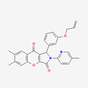 molecular formula C28H24N2O4 B11570130 6,7-Dimethyl-2-(5-methylpyridin-2-yl)-1-[3-(prop-2-en-1-yloxy)phenyl]-1,2-dihydrochromeno[2,3-c]pyrrole-3,9-dione 