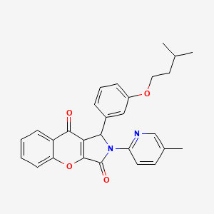 molecular formula C28H26N2O4 B11570145 1-[3-(3-Methylbutoxy)phenyl]-2-(5-methylpyridin-2-yl)-1,2-dihydrochromeno[2,3-c]pyrrole-3,9-dione 