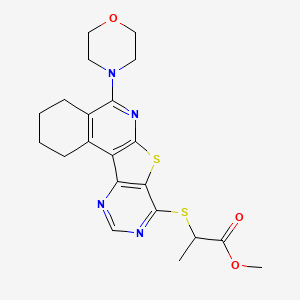 methyl 2-[(8-morpholin-4-yl-11-thia-9,14,16-triazatetracyclo[8.7.0.02,7.012,17]heptadeca-1,7,9,12,14,16-hexaen-13-yl)sulfanyl]propanoate