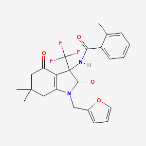 N-[1-(furan-2-ylmethyl)-6,6-dimethyl-2,4-dioxo-3-(trifluoromethyl)-2,3,4,5,6,7-hexahydro-1H-indol-3-yl]-2-methylbenzamide