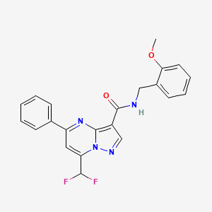 molecular formula C22H18F2N4O2 B11570165 7-(difluoromethyl)-N-[(2-methoxyphenyl)methyl]-5-phenylpyrazolo[1,5-a]pyrimidine-3-carboxamide 