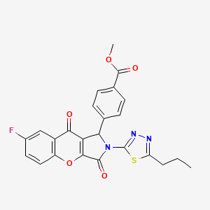 molecular formula C24H18FN3O5S B11570172 Methyl 4-[7-fluoro-3,9-dioxo-2-(5-propyl-1,3,4-thiadiazol-2-yl)-1,2,3,9-tetrahydrochromeno[2,3-c]pyrrol-1-yl]benzoate 