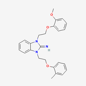 molecular formula C25H27N3O3 B11570177 1-[2-(2-methoxyphenoxy)ethyl]-3-[2-(2-methylphenoxy)ethyl]-1,3-dihydro-2H-benzimidazol-2-imine 