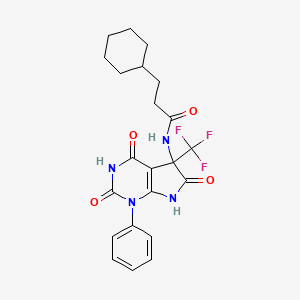 3-cyclohexyl-N-[4-hydroxy-2,6-dioxo-1-phenyl-5-(trifluoromethyl)-2,5,6,7-tetrahydro-1H-pyrrolo[2,3-d]pyrimidin-5-yl]propanamide