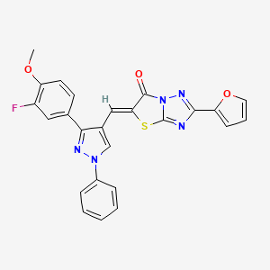 (5Z)-5-{[3-(3-fluoro-4-methoxyphenyl)-1-phenyl-1H-pyrazol-4-yl]methylidene}-2-(furan-2-yl)[1,3]thiazolo[3,2-b][1,2,4]triazol-6(5H)-one