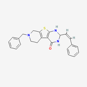 molecular formula C24H23N3OS B11570214 11-benzyl-5-[(Z)-2-phenylethenyl]-8-thia-4,6,11-triazatricyclo[7.4.0.02,7]trideca-1(9),2(7)-dien-3-one 