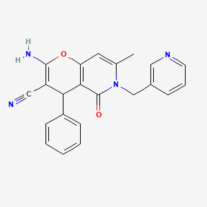 molecular formula C22H18N4O2 B11570231 2-amino-7-methyl-5-oxo-4-phenyl-6-(pyridin-3-ylmethyl)-5,6-dihydro-4H-pyrano[3,2-c]pyridine-3-carbonitrile 