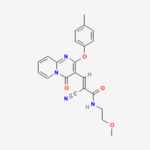 molecular formula C22H20N4O4 B11570279 (2E)-2-cyano-N-(2-methoxyethyl)-3-[2-(4-methylphenoxy)-4-oxo-4H-pyrido[1,2-a]pyrimidin-3-yl]prop-2-enamide 