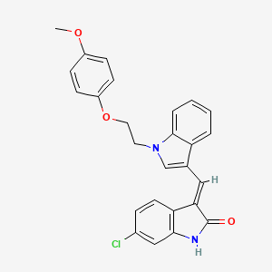 (3E)-6-chloro-3-({1-[2-(4-methoxyphenoxy)ethyl]-1H-indol-3-yl}methylidene)-1,3-dihydro-2H-indol-2-one