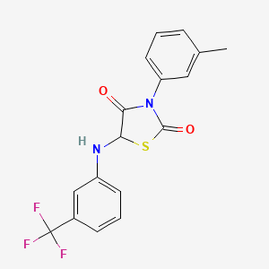 molecular formula C17H13F3N2O2S B11570354 3-(3-Methylphenyl)-5-{[3-(trifluoromethyl)phenyl]amino}-1,3-thiazolidine-2,4-dione 