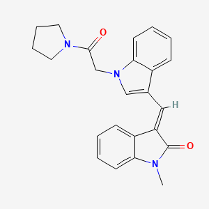 (3E)-1-methyl-3-({1-[2-oxo-2-(pyrrolidin-1-yl)ethyl]-1H-indol-3-yl}methylidene)-1,3-dihydro-2H-indol-2-one