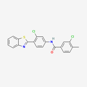 molecular formula C21H14Cl2N2OS B11570375 N-[4-(1,3-benzothiazol-2-yl)-3-chlorophenyl]-3-chloro-4-methylbenzamide 