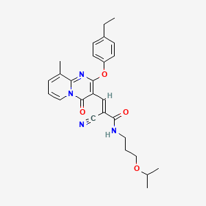 molecular formula C27H30N4O4 B11570384 (2E)-2-cyano-3-[2-(4-ethylphenoxy)-9-methyl-4-oxo-4H-pyrido[1,2-a]pyrimidin-3-yl]-N-[3-(propan-2-yloxy)propyl]prop-2-enamide 