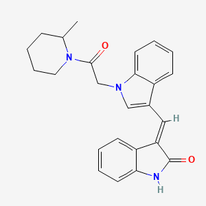 molecular formula C25H25N3O2 B11570427 (3E)-3-({1-[2-(2-methylpiperidin-1-yl)-2-oxoethyl]-1H-indol-3-yl}methylidene)-1,3-dihydro-2H-indol-2-one 