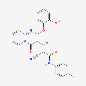 molecular formula C26H20N4O4 B11570452 (2E)-2-cyano-3-[2-(2-methoxyphenoxy)-4-oxo-4H-pyrido[1,2-a]pyrimidin-3-yl]-N-(4-methylphenyl)prop-2-enamide 