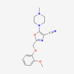 molecular formula C17H20N4O3 B11570528 2-[(2-Methoxyphenoxy)methyl]-5-(4-methylpiperazin-1-yl)-1,3-oxazole-4-carbonitrile 