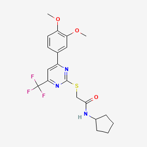 N-cyclopentyl-2-{[4-(3,4-dimethoxyphenyl)-6-(trifluoromethyl)pyrimidin-2-yl]sulfanyl}acetamide