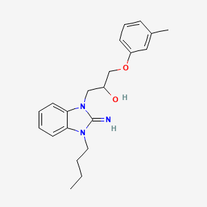 molecular formula C21H27N3O2 B11570581 1-(3-butyl-2-imino-2,3-dihydro-1H-benzimidazol-1-yl)-3-(3-methylphenoxy)propan-2-ol 