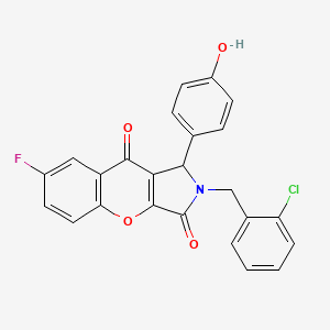 molecular formula C24H15ClFNO4 B11570637 2-(2-Chlorobenzyl)-7-fluoro-1-(4-hydroxyphenyl)-1,2-dihydrochromeno[2,3-c]pyrrole-3,9-dione 