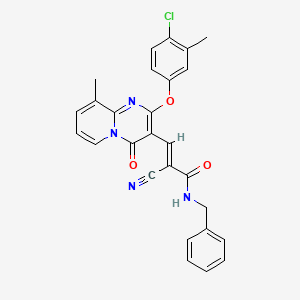 molecular formula C27H21ClN4O3 B11570643 (2E)-N-benzyl-3-[2-(4-chloro-3-methylphenoxy)-9-methyl-4-oxo-4H-pyrido[1,2-a]pyrimidin-3-yl]-2-cyanoprop-2-enamide 