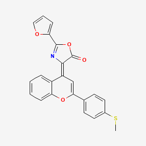 molecular formula C23H15NO4S B11570686 (4Z)-2-(furan-2-yl)-4-{2-[4-(methylsulfanyl)phenyl]-4H-chromen-4-ylidene}-1,3-oxazol-5(4H)-one 