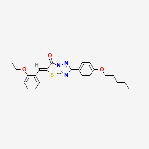 molecular formula C25H27N3O3S B11570690 (5Z)-5-(2-ethoxybenzylidene)-2-[4-(hexyloxy)phenyl][1,3]thiazolo[3,2-b][1,2,4]triazol-6(5H)-one 