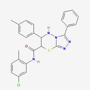 molecular formula C25H22ClN5OS B11570763 N-(5-chloro-2-methylphenyl)-6-(4-methylphenyl)-3-phenyl-6,7-dihydro-5H-[1,2,4]triazolo[3,4-b][1,3,4]thiadiazine-7-carboxamide 