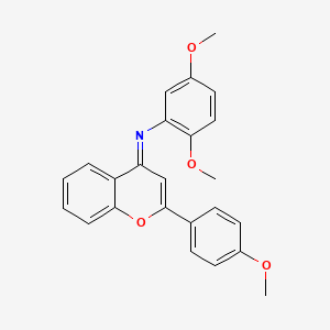 molecular formula C24H21NO4 B11570786 2,5-dimethoxy-N-[(4E)-2-(4-methoxyphenyl)-4H-chromen-4-ylidene]aniline 