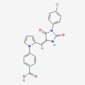 4-(2-{(E)-[1-(4-chlorophenyl)-2,5-dioxoimidazolidin-4-ylidene]methyl}-1H-pyrrol-1-yl)benzoic acid